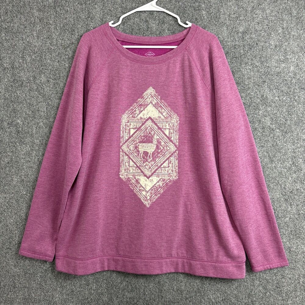 St John's Bay Sweatshirt Top Womens Size XL Tall Purple Lama